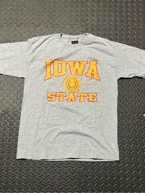 Iowa State Gray Short-Sleeve Crewneck T-Shirt with Red and Gold Lettering